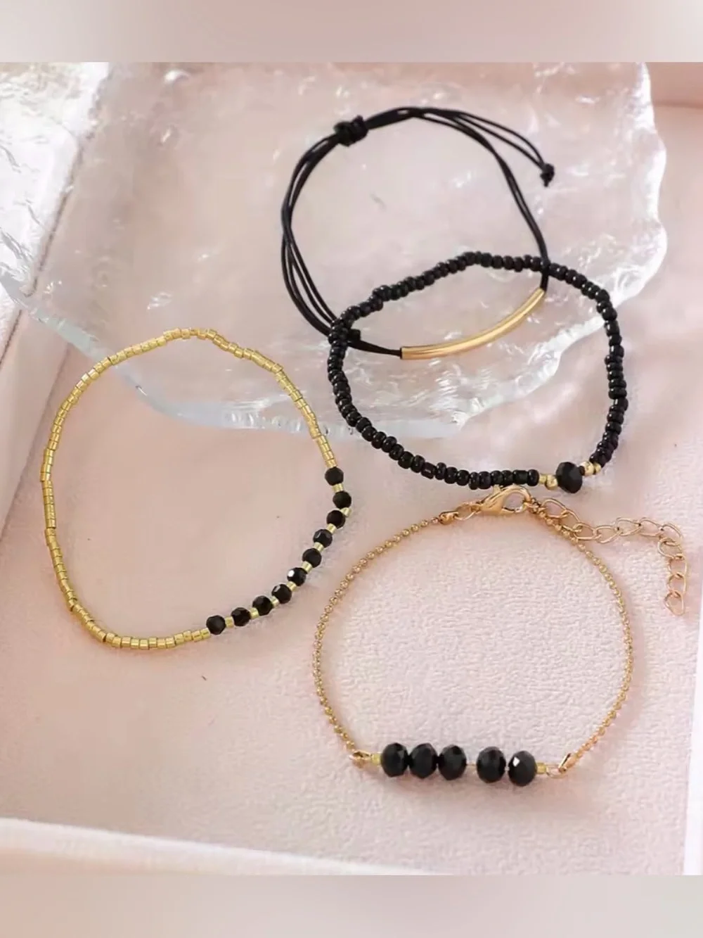 Minimalist Black & Gold Bracelet Stack Set ✨🖤 - Picture 4 of 4